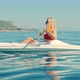 Paddling Canoe Adventure. Tourist Woman Spending Day Kayaking On Sea. Active Woman Having Fun. - VideoHive Item for Sale