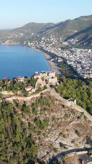 Vertical Video Alanya Castle  Alanya Kalesi Aerial View