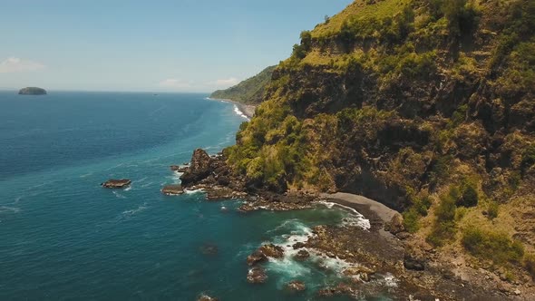 Seascape Cliffs, Sea and Waves at Bali, Indonesia