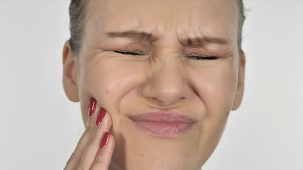 Close Up of Toothache Girl with Tooth Infection