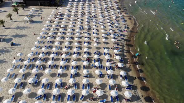 Aerial footage of the beautiful coastline of Bulgaria at the area of Sunny Beac