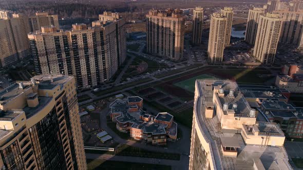 Aerial View of Modern Residential Area with Roads, Infrastructure