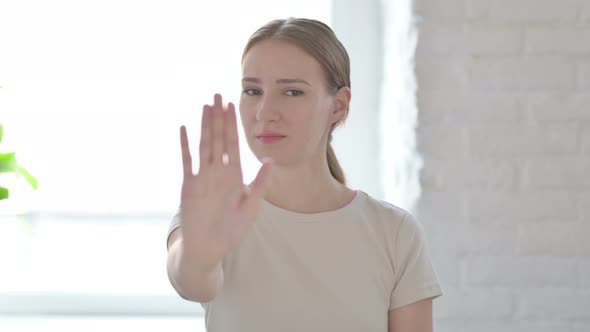 Denying Woman Asking to Stop with Hand Gesture