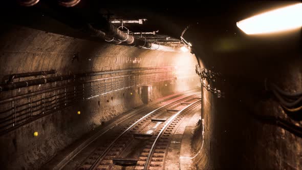 Dark Old Abandoned Metro Subway Tunnel