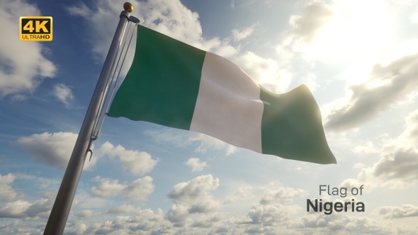 Nigeria Flag on a Flagpole - 4K