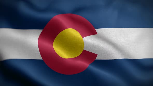 Colorado State Flag Blowing In Wind