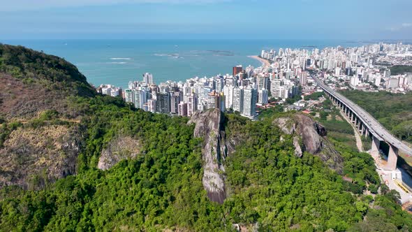 Famous tropical scenery at Vitoria state of Espirito Santo Brazil