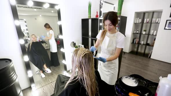 Process of Dyeing Hair at Beauty Salon