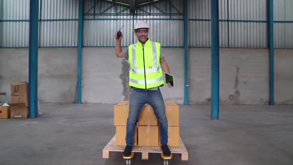 Funny Factory Workers Dance in the Factory