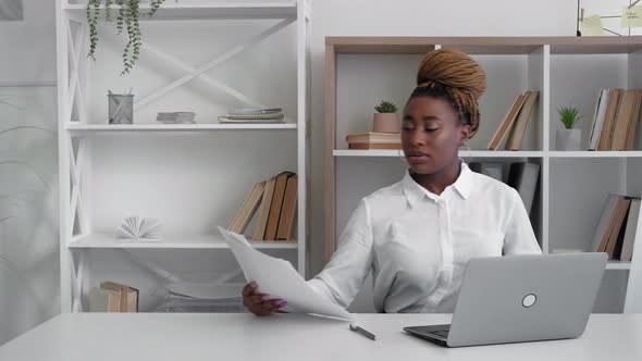 Office Secretary Elegant Woman Paper Work African