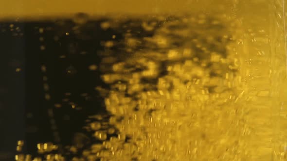 Fresh Light Cider Pouring in Glass Close-Up, Degustation, Drink Fermentation