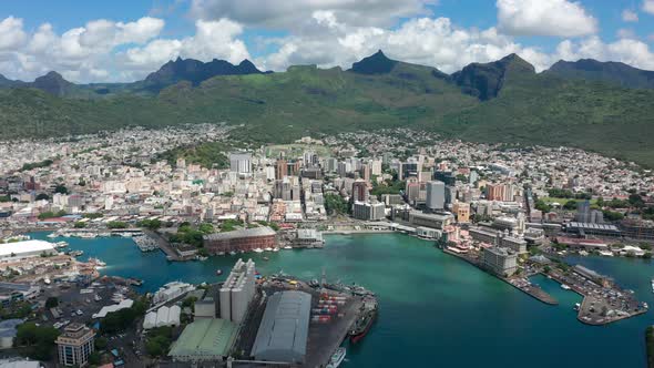 Aerial View Port Louis on Beautiful Sunny Day