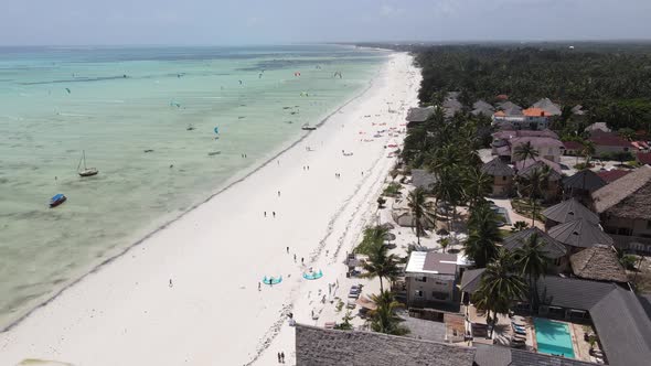 Zanzibar Tanzania  Kitesurfing Near the Shore Slow Motion