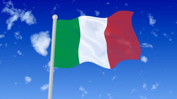 Italy Flag Waving In The Sky With Cloud