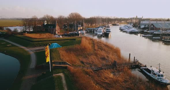 Muiderslot Port With Boats, Netherlands