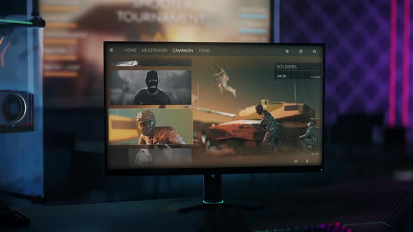 Clicking a quick play button in the tactical single-player video game main menu alt