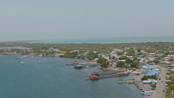 Las Calderas Bani bay coast, Dominican Republic. Aerial forward