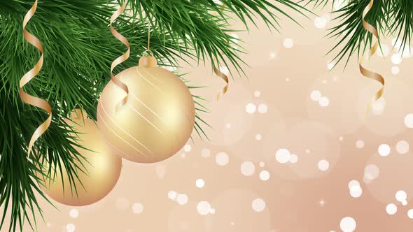 Christmas and New Year background loop with gold holiday ornaments