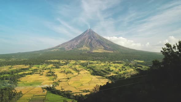 Volcano Peak Eruption at Tropic Farmlands Aerial