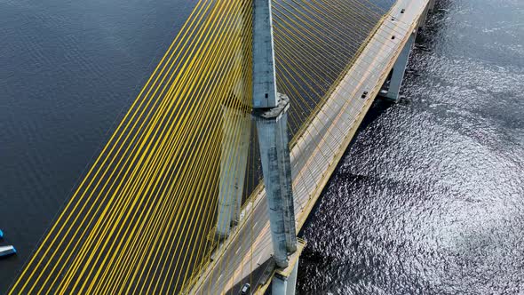 Landmark Cable Bridge at downtown Manaus Amazonas Brazil.