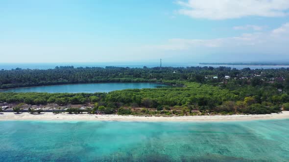 Aerial top view nature of tropical bay beach adventure by aqua blue water with white sand background