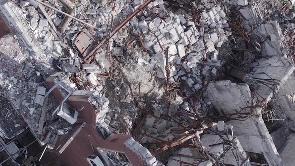 Vertical Video of a Makariv Ukrainea  Building Destroyed By the War