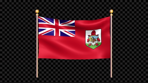 Flag Of Bermuda Waving In Double Pole Looped