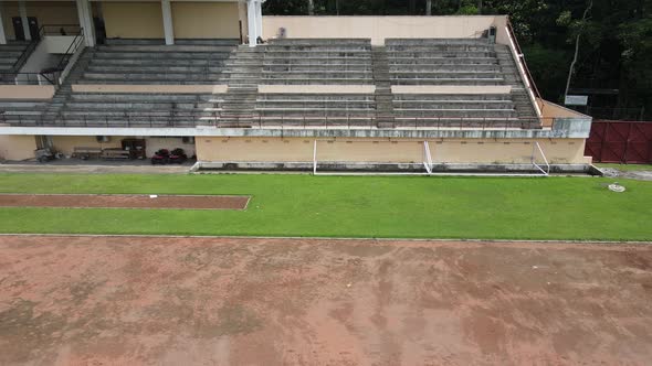 Aerial view of stadium seat in Indonesia with running track