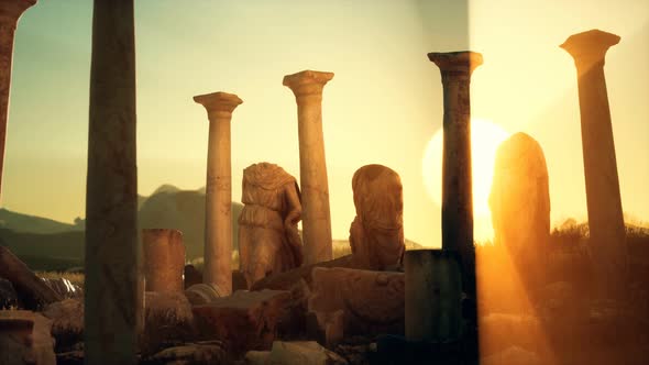 Old Roman Temple Ruins at Sunset alt