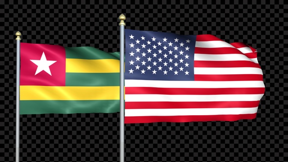 Togo And United States Two Countries Flags Waving