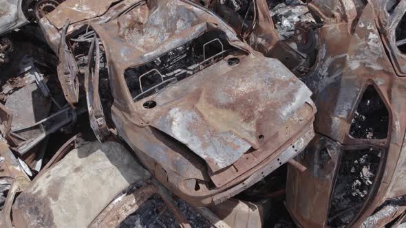 Wardestroyed Cars in Irpin Bucha District Ukraine