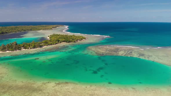 Drone aerial view of Erakor Island, Vanuatu, Port Vila