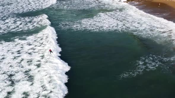 Sea Waves And Surfing, Aerial View, Spain
