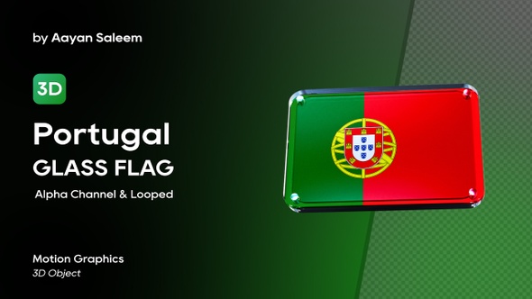 Portugal Flag 3D Glass Badge