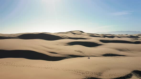  Slow Motion Aerial View of Sand Dunes, California Wild Desert Nature