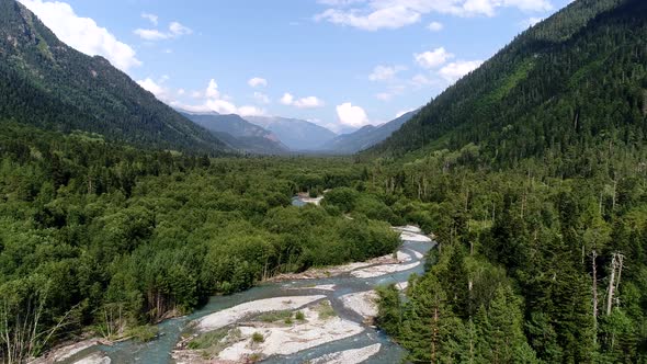 A Beautiful River with a Winding Drying Up Channel Aerial View