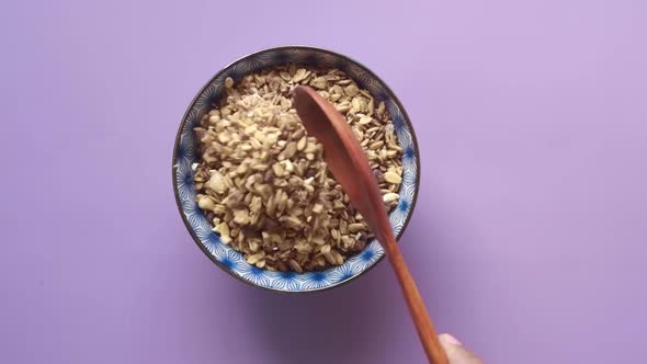 Muesli Chocolate Flavor Cereal Breakfast in Bowl