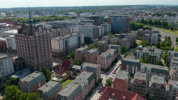 Slide and Pan Shot of Urban Neighbourhood Variety of Building Styles in Town