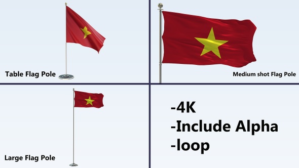 Vietnam Flag Pole Pack 4k-Loop