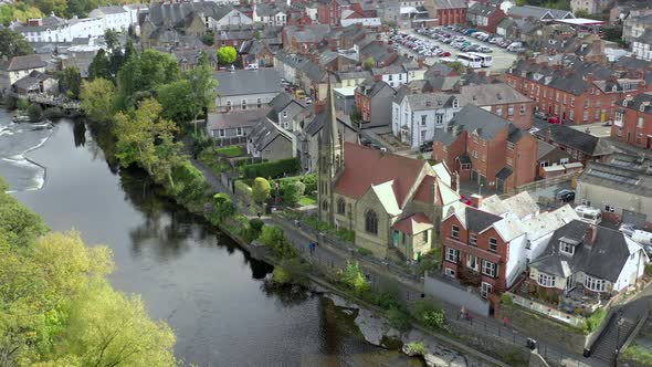 Old Church and River in Llangollen Wales