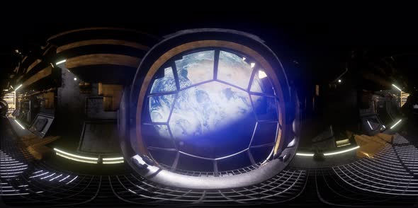 Vr 360 Camera Moving Inside a Spaceship Tunnel alt