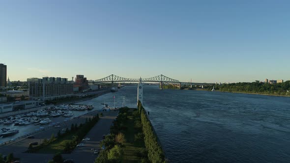 Montreal Old Port and Jacques Cartier Bridge