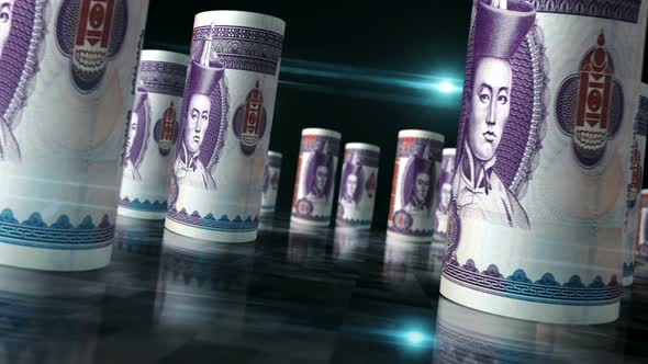 Mongolia Togrog, Tugrik money banknotes rolls seamless loop