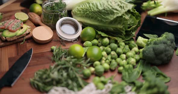 Woman Making Healthy Green Breakfast