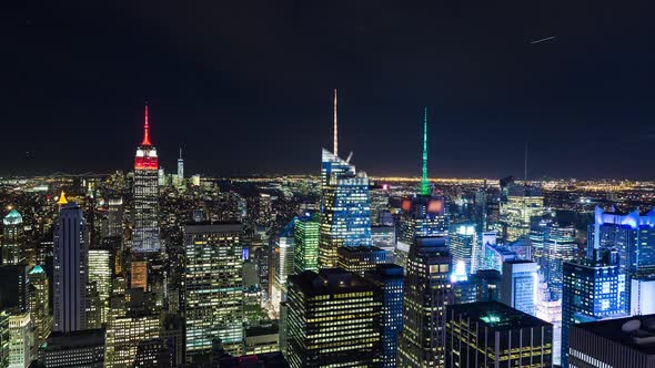 New York City Skyline and Times Square at Night