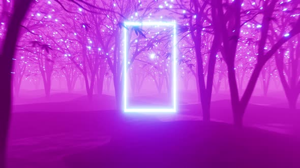 Purple forest with neon frame