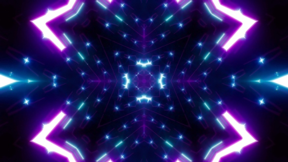Neon Light Beam Kaleidoscope Background Loop 4K 04