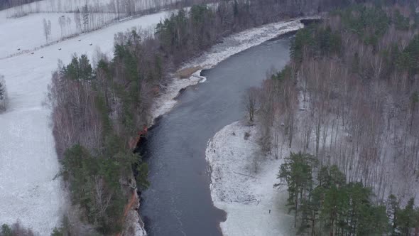 Flight Above River