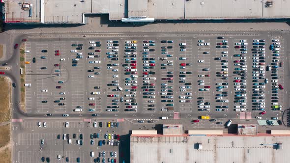 Timelapse Shooting Car Parking of a Shopping Mall Topdown View