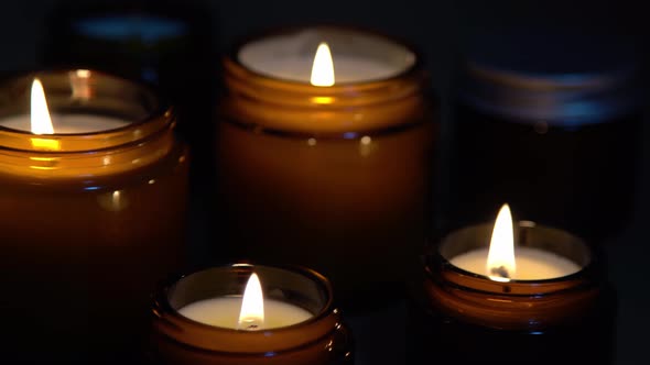 Aroma Candles in Brown Glass Jars